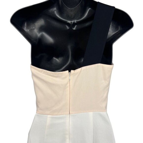 Reiss Riana-Col Block Bodycon Dress 2 White Nude One-Shoulder Sheath Women New - Picture 5 of 8